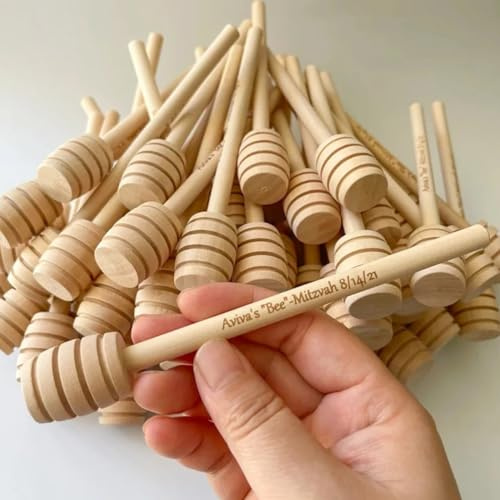 HERSTL 20/50/100 Pièces Bâtons De Miel Gravés Personnalisés, Louche Au Miel Personnalisée ，Cadeau De Mariage Gravé, Cuillère À Miel, Cadeau pour La Saint-Valentin, Cadeau De Cuisine(50PCS,15cm)