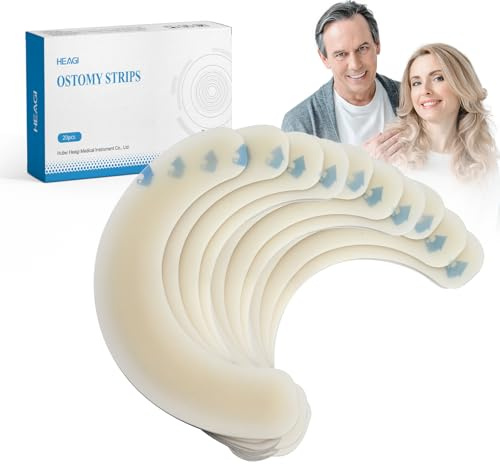 Heagimed 20PCS Ostomy Barrier Strips, Skin-Friendly Hydrocolloid Skin Barrier Strips, Elastic Barrier Strips for Ostomy Bag Ostomy Colostomy Ileostomy Supplies