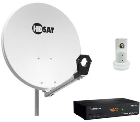Pack HDSAT Parabole Satellite Acier 60cm avec Support LNB + LNB Single + Décodeur Satellite HD TNTSAT Astra + Carte