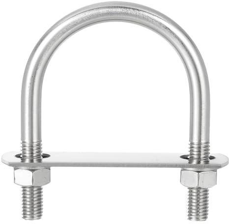 sourcing map Runde U-Bolzen Bolzenanker U-Bügel, 4 Sets, 60 mm Innenbreite 94 mm Länge, M10 304 Edelstahl, U-Klemmschraube mit Muttern und Platten, für Bootsanhänger