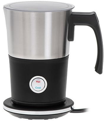 FLM SYSTEM Montalatte Elettrico 4 in 1 300ml, Schiumatore Automatico a Induzione 500W/1000W, con Spegnimento Automatico, per Schiuma di Latte Calda e Fredda, Cappuccino, Base Rotante 360°
