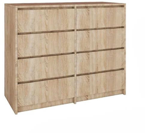 BDW - Kommode mit Schubladen - Sideboard Wohnzimmer - 120 cm breit, 100 cm hoch - Schubladenkommode Groß, für Schlafzimmer, Kinderzimmer, Jugendzimmer, Flur - Sonoma-Eiche