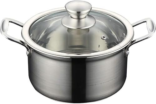 LABLADUO Olla de Vapor de Acero Inoxidable, Ollas,Olla De Acero Inoxidable con Tapa,Olla De Sopa De Acero Inoxidable Olla De Cocción con Tapa,Olla con Asas Dobles A Prueba De Calor/18 * 10Cm