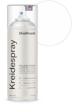 shelfmade Kreidespray weiß - hochwertiges Kreidefarbe Spray - Sprühfarbe weiß - matte chalk Sprayfarben - deckendes Chalk Spray (Snow - Reinweiß)