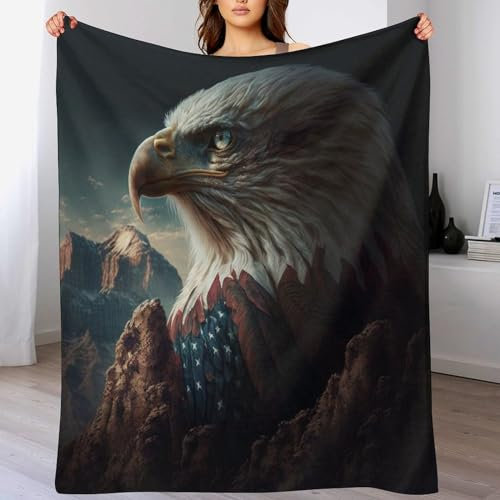 American Adler Usa Art Kuscheldecke Flauschige Decke Decke Vier Jahreszeiten Wohndecke Dicke Sofadecke Couchdecke Weiche Fleecedecke Flannel Sofaüberwurf Tagesdecke Für Bett/Sofa （180×200cm）