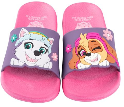 United Labels Paw Patrol Ciabatte da bagno per ragazze, rosa, bambini, antiscivolo, con Skye e Everest, sandali da bagno, rosa., 27/28 EU