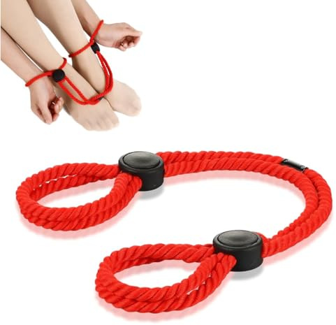 NHQZ Soft-Bondage Handfesseln,sex handschellen für hände,Bondage Seil Set für Handgelenke und Knöchel, Einstellbares Bondage Rope, BDSMS Fesseln Hand und Fuß Handschellen für Paare,Rot