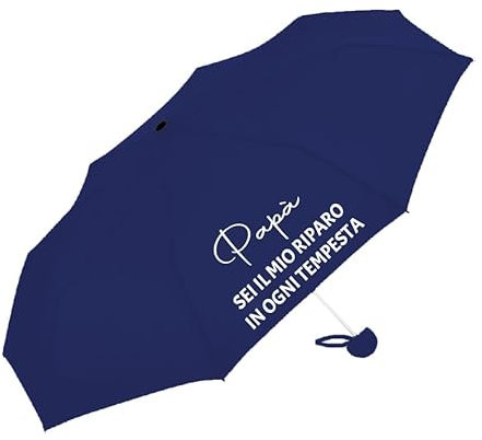 Paraguas con funda con frase personalizable con nombre y texto - Regalo para el Día del Padre - Día de la Madre - Día de los abuelos - Maestre-, turquesa, Papà Tempesta