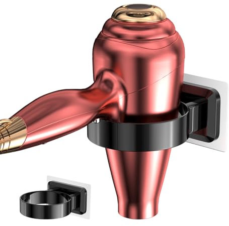 Noxtioanip Porta Asciugacapelli da Parete, Supporto per Asciugacapelli, Autoadesivo Porta Phon, Staffa Adesiva Porta Asciugacapelli Senza Perforazione, per Bagno, Barbiere, Hotel (Nero)