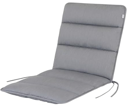 HAVE A SEAT Living Gartenstuhlauflage Niedriglehner 100x48 cm – Komfortpolsterung & ca. 3 cm Dick – Wetterfest & Waschbar bis 95°C – 1er Set – Silbergrau | Serie Flair