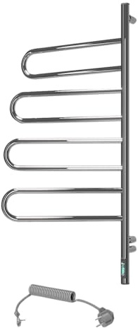 Elna Elektrischer Handtuchheizkörper Edelstahl 304 – 995x460 mm – 103W – Badheizung – 4 Drehbare Stangen – IP44 – Timer & Thermostat