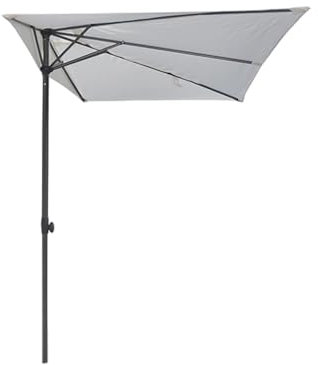 Ombrellone regolabile 250 cm per balcone, parasole semi-rettangolare con 5 stecche, elegante design bianco