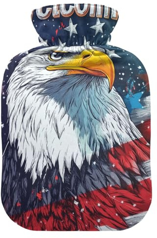 America Bird - Botella de agua caliente con funda suave, bolsa de agua caliente de 2 L para calentador de cuello y hombros