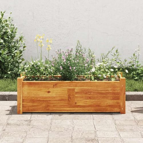 Macetero grande para exteriores, jardinera, jardinera, madera de acacia, 76 x 27,6 x 25 cm, para balcón y terraza