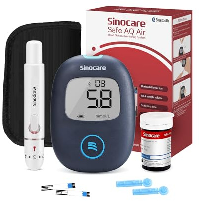 Safe AQ Air Blood Sugar Monitor/Test Kit with 25 Test Strips & 25 Lans