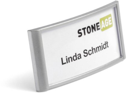 Durable Namensschild Classic mit Kombiklemme, 34 x 74 mm, 10 Stück, silber, 854323