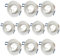 10x ALU Einbaustrahler GU10 Set – 10 Stück Aluminium Einbaurahmen Rund in Silber gebürstet Optik Inkl. GU10 Fassung für LED oder Halogen Leuchtmittel, 30° Schwenkbar, Rund, 230V