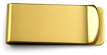 Bling Jewelry Clip de Dinero Personalizado Personalizable Grabable Grande Ancho Fuerte Simple Sencillo para Hombres Adolescentes Padre Tono Dorado Acero Inoxidable.