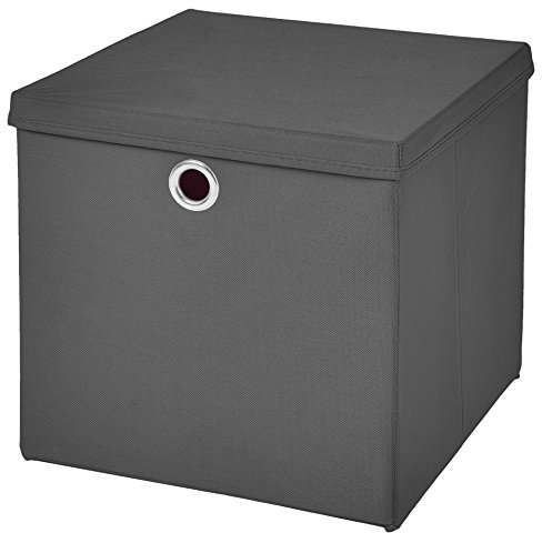 1 Stück Faltbox Dunkelgrau 28 x 28 x 28 cm Aufbewahrungsbox faltbar mit Deckel