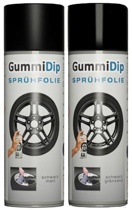 Gummi Dip Sprühfolie 12000001 Flüssiggummi Spray 2er Set, 2x400 ml, schwarz glänzend
