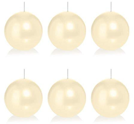 Wiedemann 6er Set Kugelkerzen Ø 8 cm Bisquit Creme - Stumpenkerzen in rund