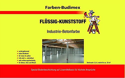Farben-Budimex Flüssigkunststoff/Industrie-Farbe/Anthrazitgrau RAL 7016/2,5 L/zum Versiegeln u. Beschichten von Beton, Holz u. Metall