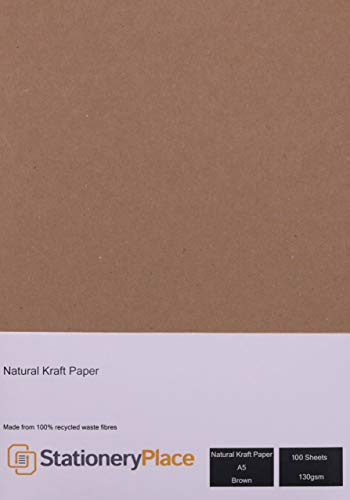 Kontorsmaterial plats naturlig eko återvunnet brunt kraftpapper A5 130GSM 100 ark paket