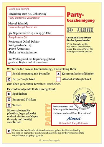 Unser-Festtag Moderne Einladungen zum Geburtstag mit Spruch - coole, lustige und witzige Karten - mit Wunschtext - 60 Karten