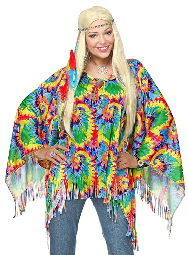 W WIDMANN MILANO Party Fashion Disfraz psicodélico hippie para adultos, multicolor, talla única (Widmann S.r.l. 75727)