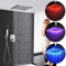 Unterputz LED Regendusche Duschkopf 300 * 300mm RGB Regendusche Deckenbrause Unterputzarmatur Farbewelchseln nach Wassertemperatur Brausegarnitur Duschset Handbrause