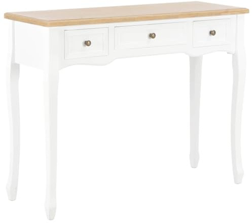 vidaXL Table de Console et Coiffeuse avec 3 Tiroirs Table de Maquillage Meuble de Chambre à Coucher Couloir Salon Entrée Salle à Manger Bureau Maison Blanc