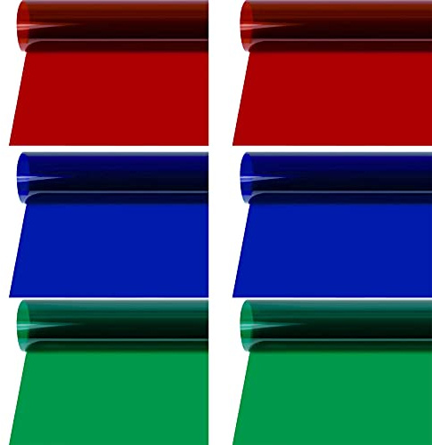 Selens 6 Pcs 40 x 50 cm Lighting Gels Filter Red Blue Green Photo Studio | Light Flash Gel Color Correction Transparent Sheets Overlays, for 800W Red Head Strobe Spotlight Speedlite Photography Props
