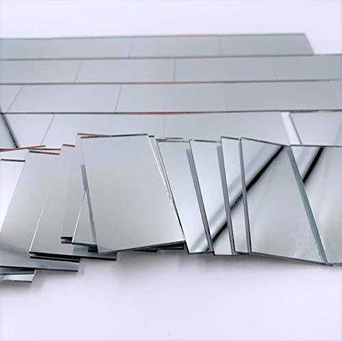 NUORUI Lot de 60 carreaux de mosaïque miroir rectangulaires en forme de brique Argenté 25 mm x 50 mm
