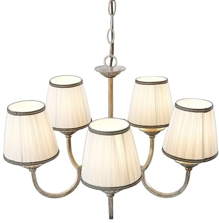 Lindby Kronleuchter Lumiel (Landhaus, Vintage Rustikal) in Bronze aus Textil (5 flammig E14) - Pendelleuchte Hängelampe Lüster Lampe Deckenleuchte Deckenlampe Wohnzimmerleuchte