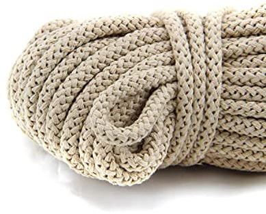 NTS-Nähtechnik Baumwohlkordel 8mm | Farb und Längenauswahl | 100% Baumwolle | mit Polyester Kern | (Dunkelbeige, 50m)