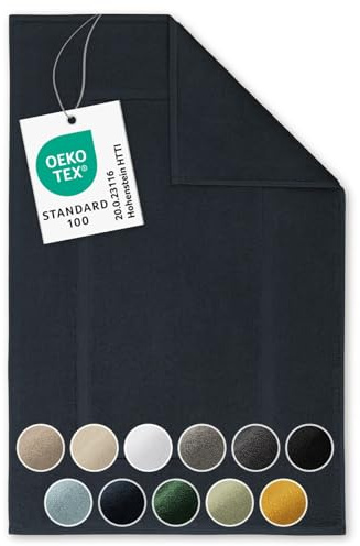 Blumtal Premium Frottier Badematte - Badeteppich Oeko-TEX® Zertifiziert, waschbarer Badvorleger 50x80cm, saugstark & weich, dunkelblau