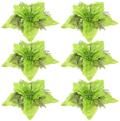 Toddmomy Christmas Simulated Flowers Artificial Decorative Flowers for Party Ornaments and Xmas Tree Decoration for Festive Home Display(Green)