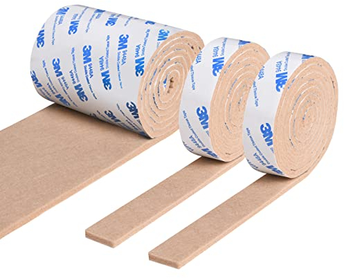 Vicloon Furniture Pad, 3 Rolls Floor Protectors for Furniture Feet (120x10x0.5cm+120x2x0.5cmx2), Felt Pads Tailorable for Chair Feet Legs, Tiled, Cabinet, Hardwood Floor Protectors(Brown)