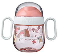 Mepal Mio – Antitropf-Trinklernbecher – Flowers & butterflies – Trinklernbecher ab 6 Monate – Baby-Trinkbecher – auslaufsicher – spülmaschinengeeignet