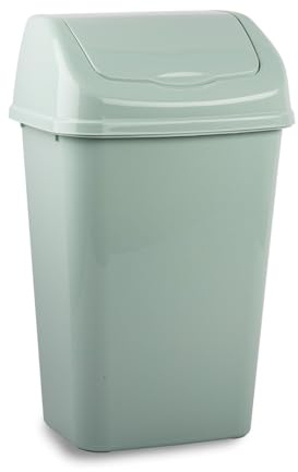 CABLEPELADO Papelera plastico basculante, Cubo basura basculante, Basura plástico tapa basculante, 40 cm altura x 20 cm ancho x 15 cm fondo, PP5 Plástico resistente, Capacidad 9 Litros, Verde claro