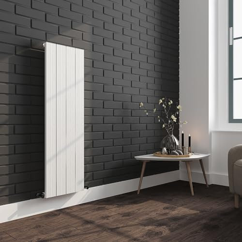 Newborough White Single Aluminium Designer Radiator Vertical High Heat Output Central Heating - 375mm (w) x 1200mm (h) Single - 2610 BTUs
