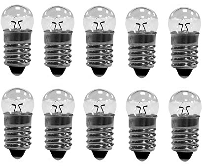 ShuoHui 10 Stück E10 DC 0,3 A warmweiße Glühbirnen Miniatur Schraube Glühlampe Glühbirne (6 V)