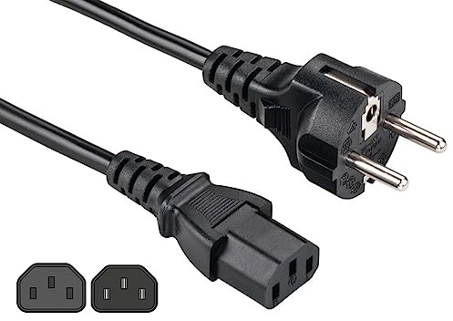 AJTECH® 5M Netzkabel 3 Polig IEC C13 Kaltgerätekabel - Euro Stecker Kompatibel Xbox One PS4 Pro Power Cable Warmhalteplatte Beamer Drucker Computer Monitor Subwoofer PSU UPS Bildschirm PC Stromkabel