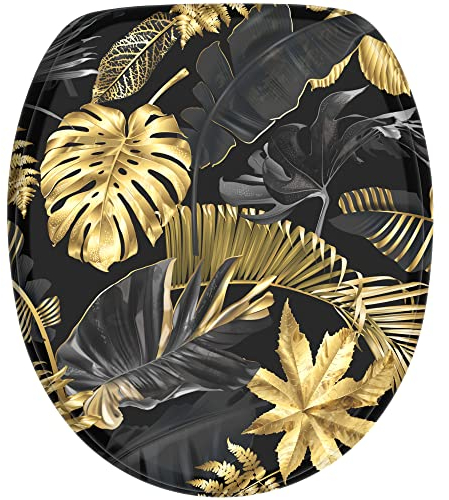 Sanilo WC Sitz ohne Absenkautomatik, viele schöne Toilettendeckel zur Auswahl, hochwertige und stabile Qualität aus Holz (Golden Leaves)