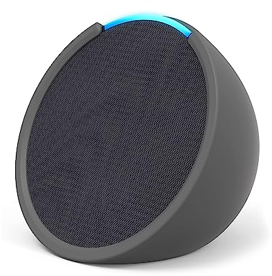 Echo Pop | Kompakter und smarter Bluetooth-Lautsprecher mit vollem Klang und Alexa | Anthrazit + „Made for Amazon“: Sleeve für Echo Pop (2023er Version), Grau
