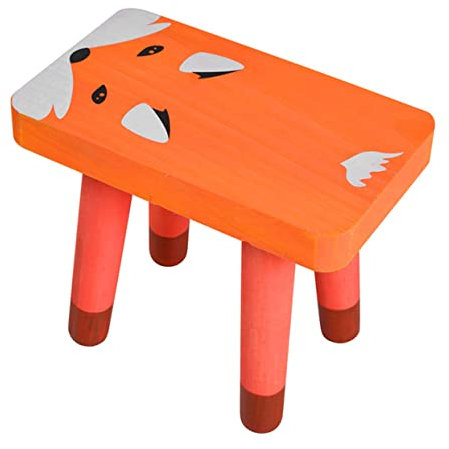 Homoyoyo Holz Hocker Für Junge Mädchen Tritthocker Aus Holz Mit Cartoon-Tiermuster Niedriger Fußhocker Für Hause Langlebig Und Praktisch