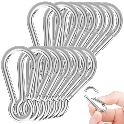EVADOW 15PCS 100MM Heavy Duty Spring Snap Hook, M10 3/8 Galvanized Steel Snap Hook Carabiner Quick Link Carabiner Clip, 350KG Holding Capacity Quick Link Keychain for Swing Hammock Gym Outdoor-Silver