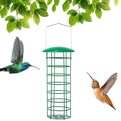 Geichan Vogelfutterspender 29.5cm,Vogelfutterstation,Vogel Futterstation, Wildvogelfutterspender für Knödel Vogelfutterhaus, Metal Iron for Feeding Wild Birds