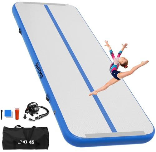 IBATMS Air Track Ginnastica Artistica 3/4/5/6 Metri, Tappeto Ginnastica Artistica da Casa con Pompa Elettrica, Tappetino Gonfiabile per Allenamento Yoga Cheerleading Fitness, 600x100x10cm Azzurro