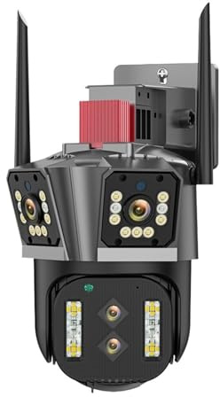 Caméra de sécurité grand angle, Caméra IP WiFi extérieure 6K HD, Zoom 10X, PTZ, quatre objectifs, trois double écran, 5K, 12mp, 16mp, suivi automatique, vidéosurveillance avec une conception d'amplifi